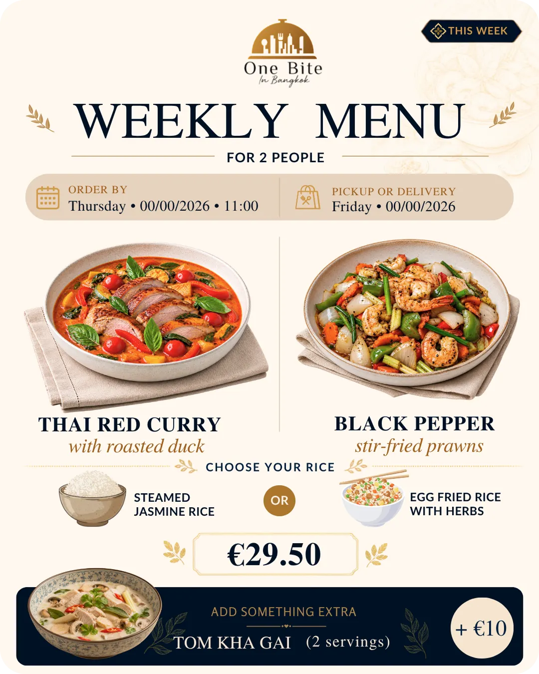 One Bite menu for this week